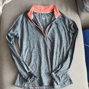 Nike Running Dri-Fit Heather Blue and Coral Quarter-Zip Pullover size L